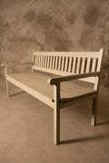 Banca con Respaldo - Pino Clear Teñido Rústico Gris Beige Envejecido 170x60x90