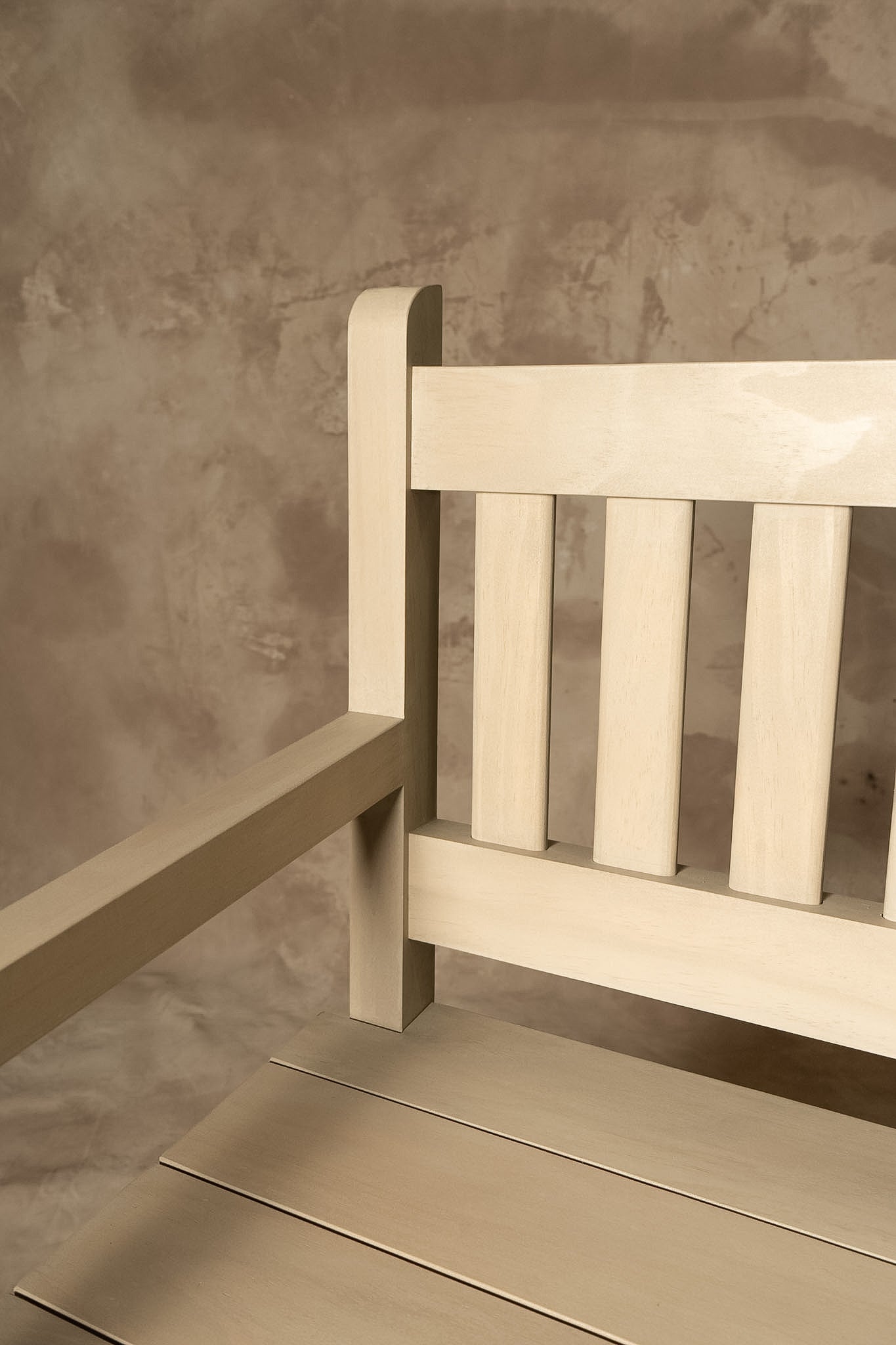 Banca con Respaldo - Pino Clear Teñido Rústico Gris Beige Envejecido 170x60x90
