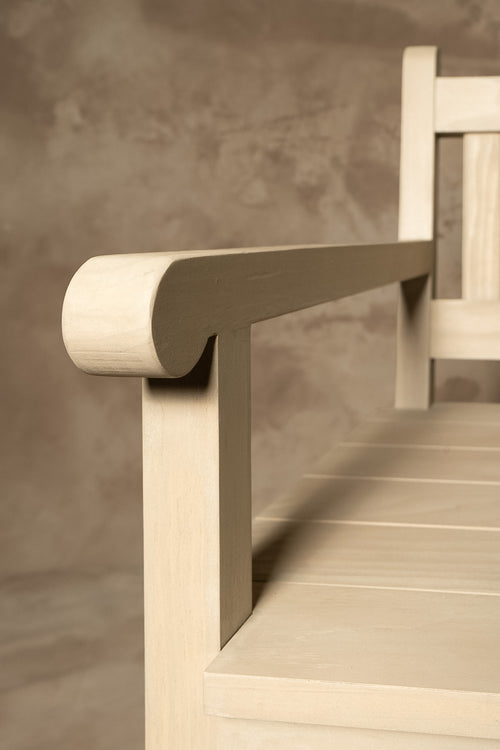 Banca con Respaldo - Pino Clear Teñido Rústico Gris Beige Envejecido 170x60x90