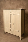 Mueble Bar Dos Puertas - Pino Clear Teñido Rústico Aserrado Gris Beige Oscuro Envejecido 80x40x100