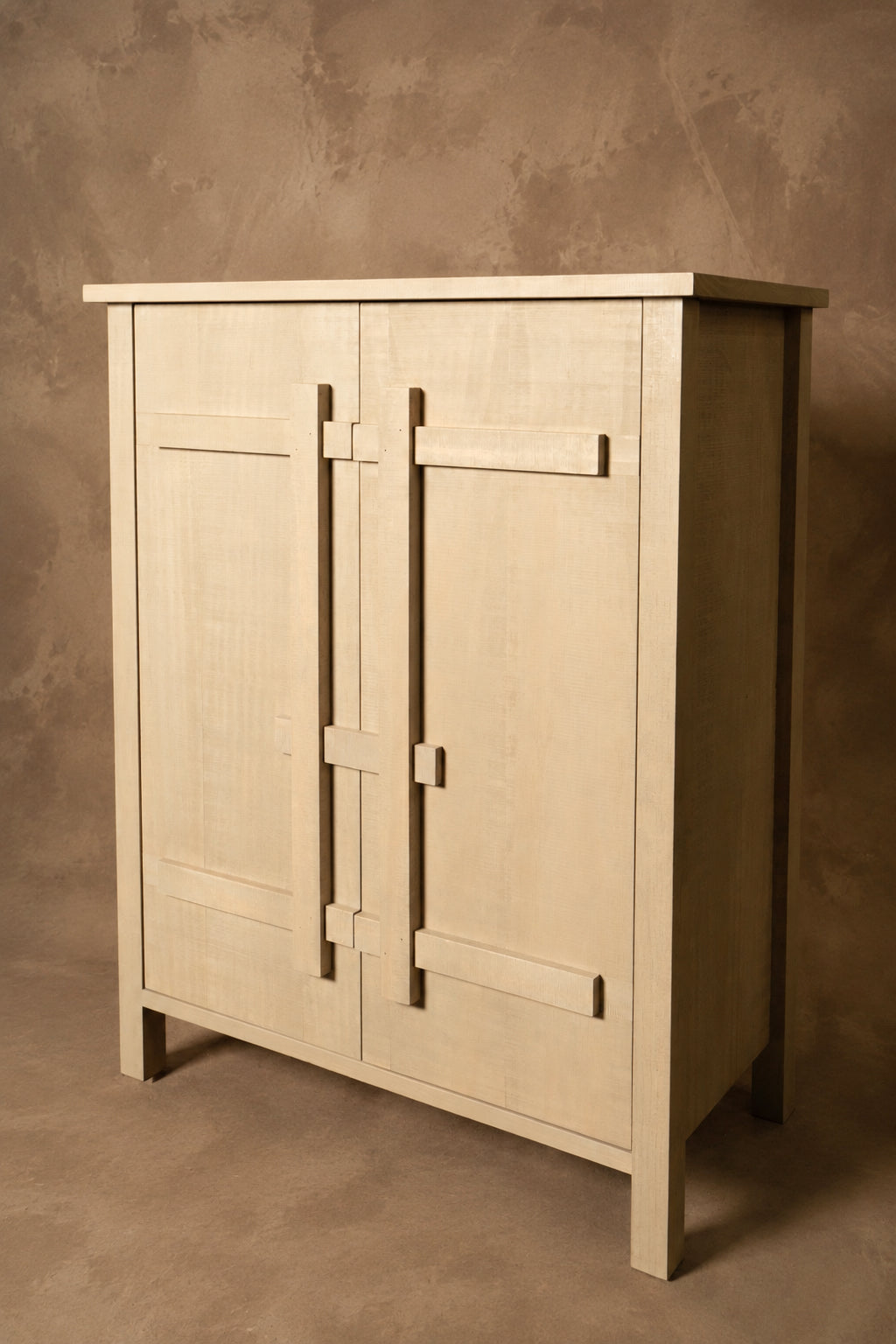 Mueble Bar Dos Puertas — Pino Clear Teñido Rústico Aserrado Gris Beige Oscuro Envejecido 80x40x100