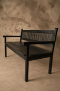 Banca con Respaldo - Pino Clear Aserrado Pátina Negra 150x60x90