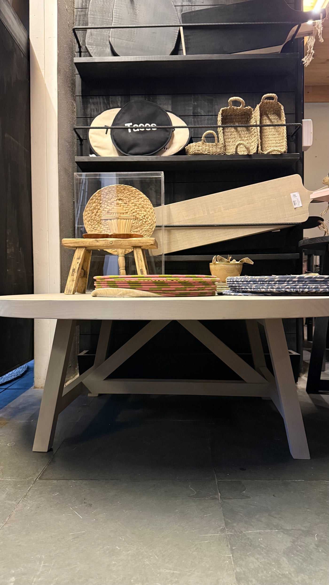 Mesa de Centro Andrea — Pino Clear Teñido Rústico Aserrada Gris Beige Envejecido 110x110x40