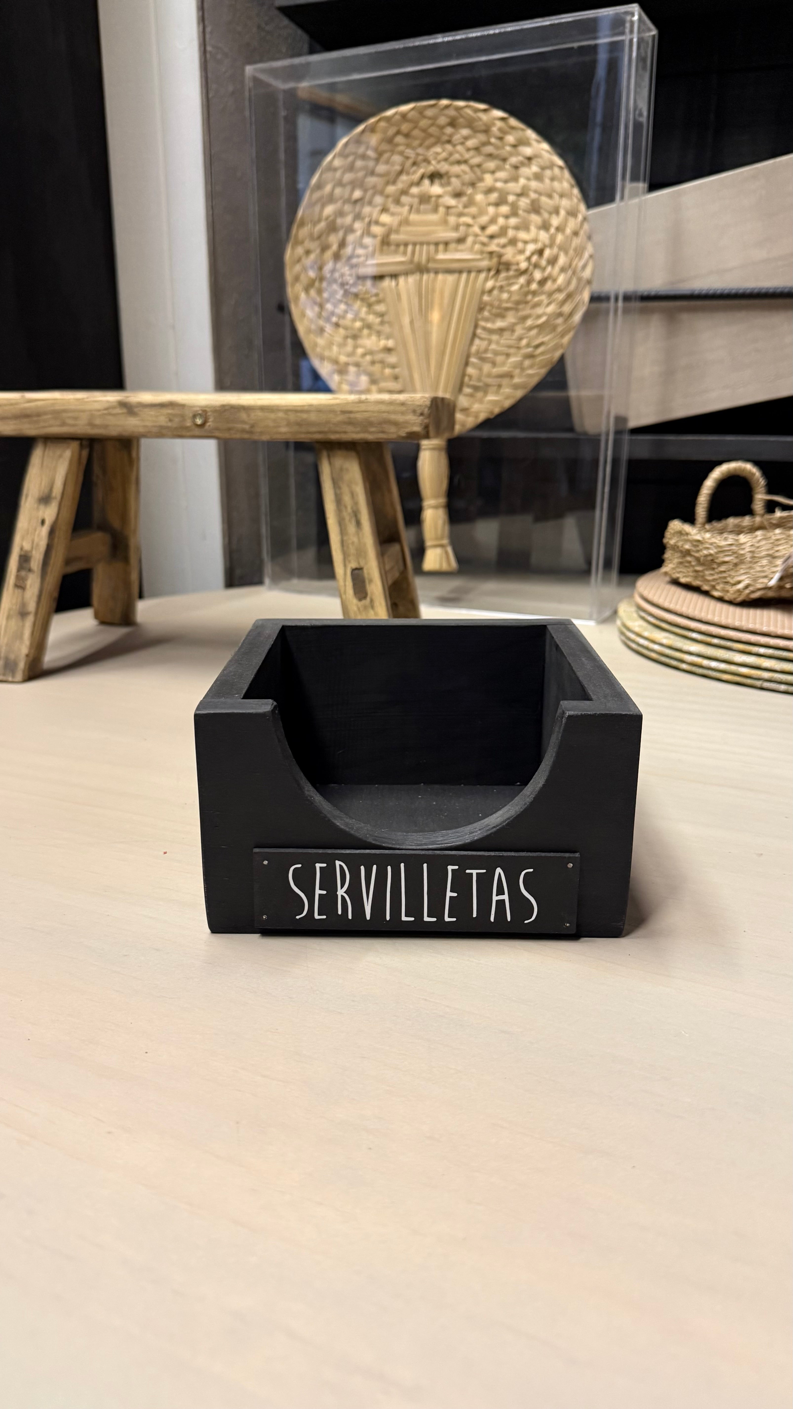 Servilletero Chico - Pátina Negra 16x16x9