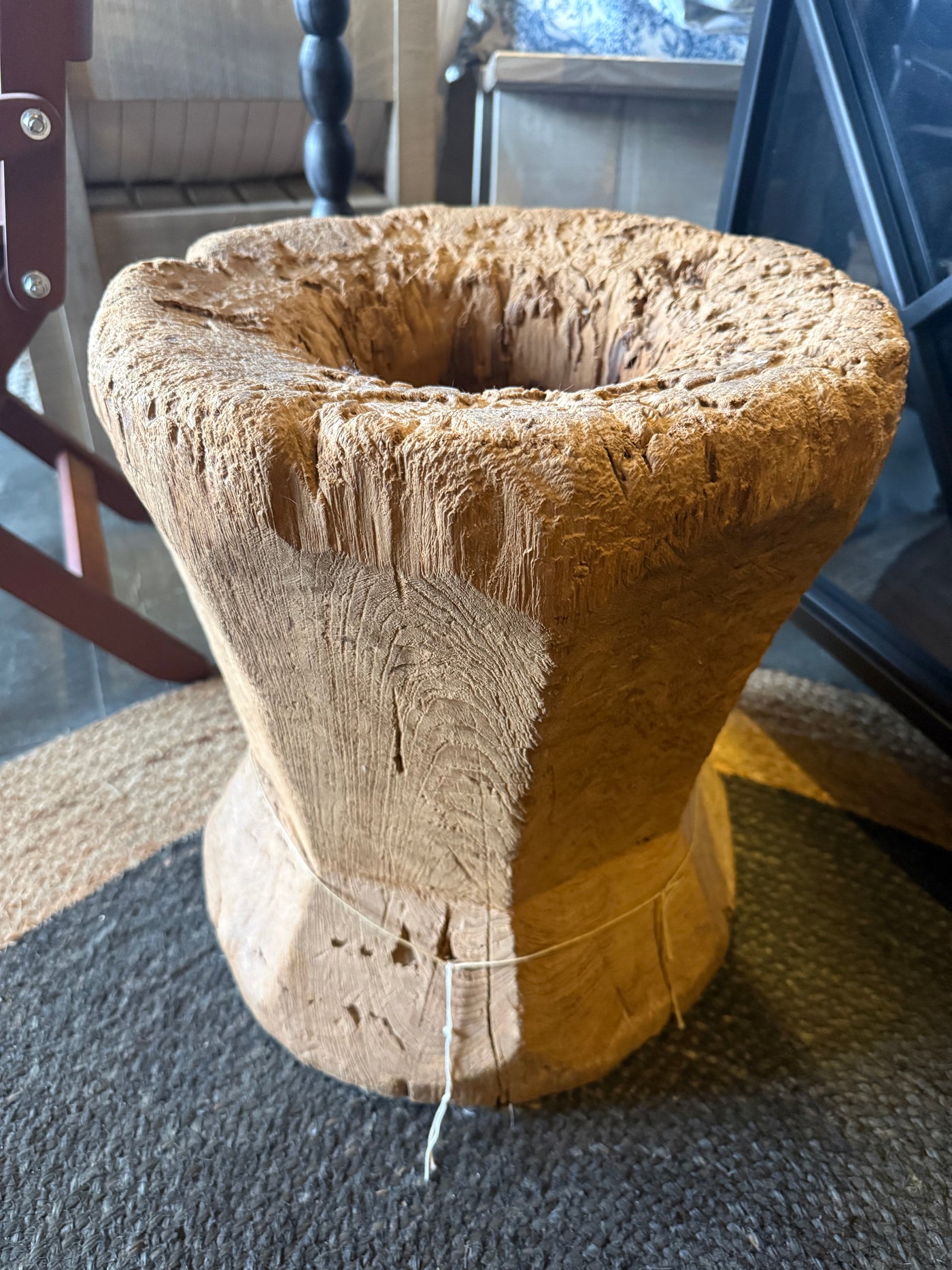 Tronco de Madera Decorativo — Diseño 2 Rústico Natural Tamaño Extra Grande 36x36x40
