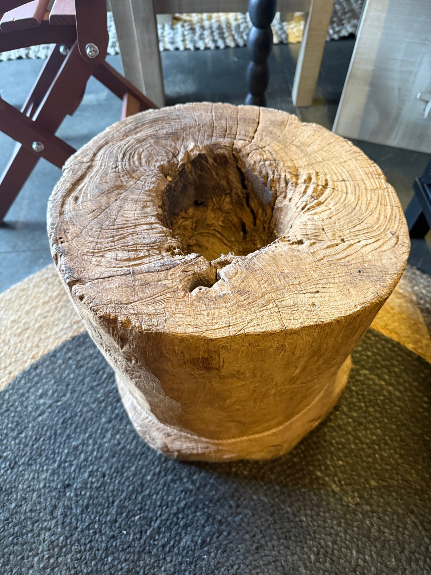 Tronco de Madera Decorativo — Rústico Natural Tamaño Grande 34x30x34