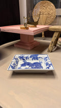 Cenicero cerámica - Blanco con Dieños Azules 22x18x4