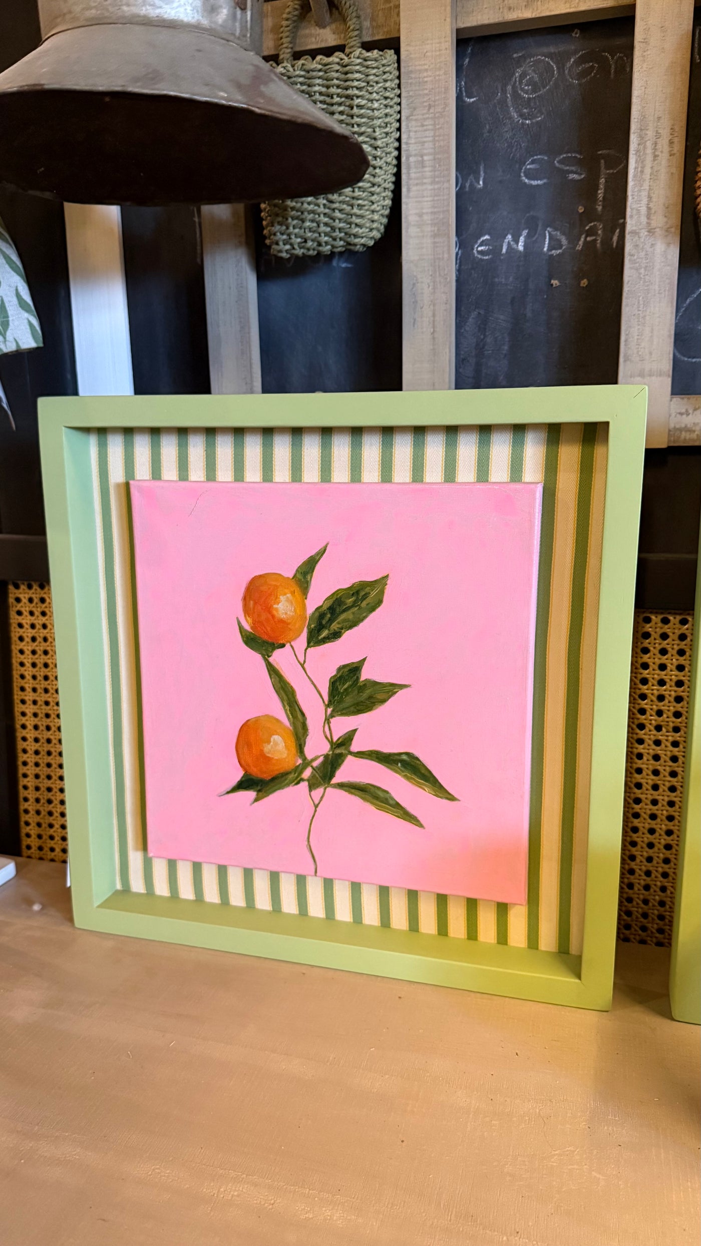 Cuadro Pintado a Mano — Naranja Pino Clear Pulido 42x42