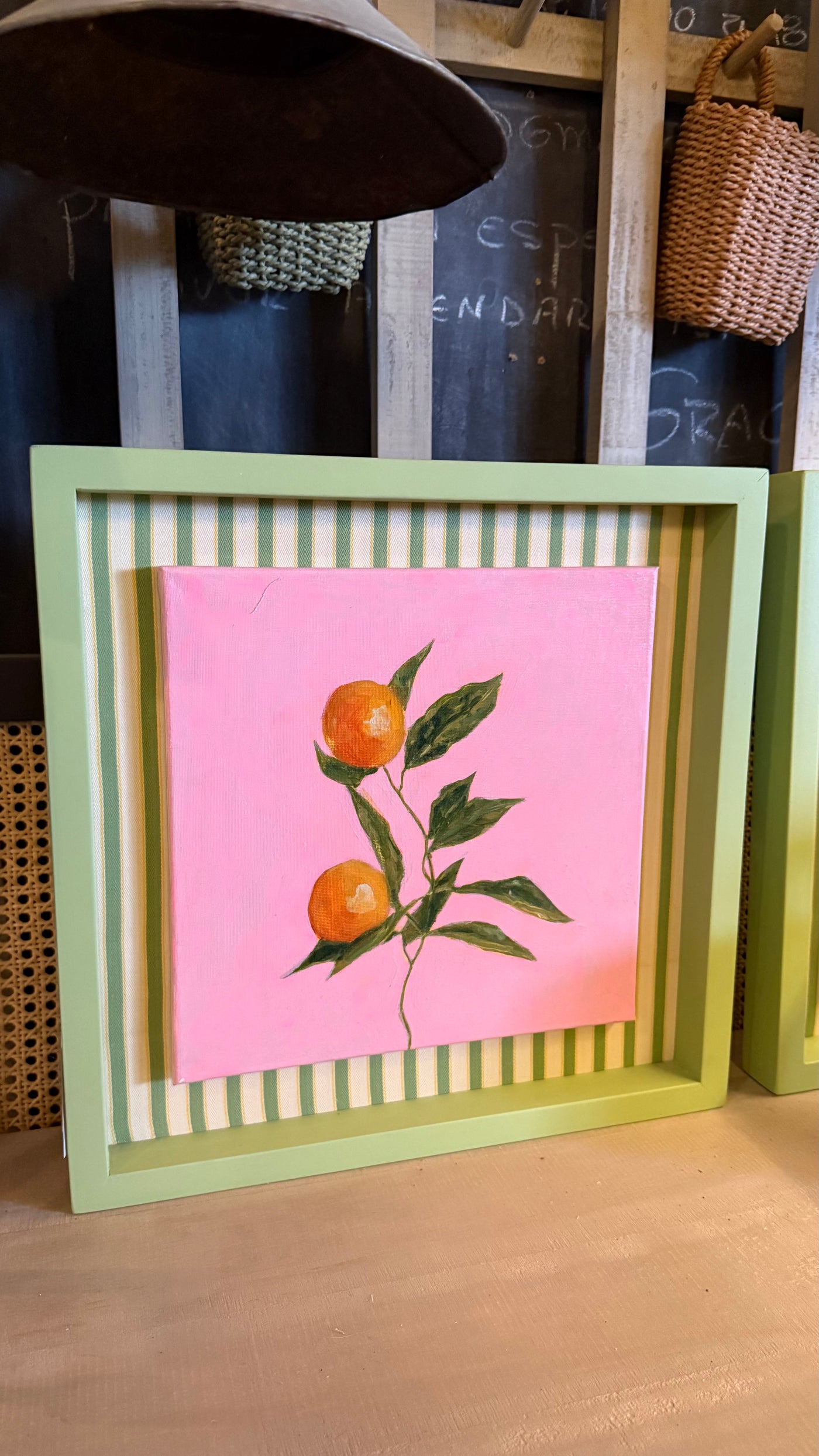Cuadro Pintado a Mano — Naranja Pino Clear Pulido 42x42