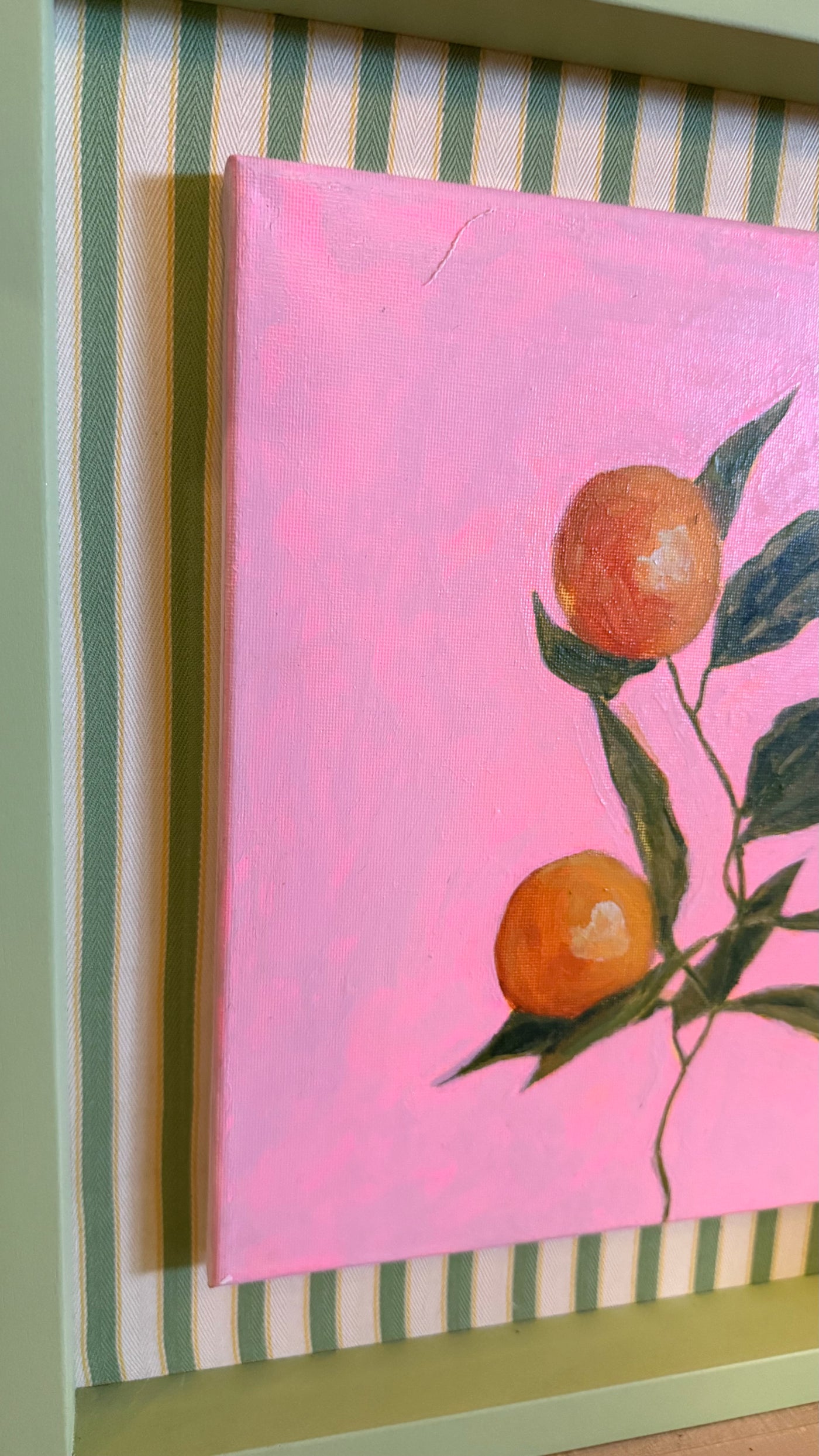 Cuadro Pintado a Mano — Naranja Pino Clear Pulido 42x42