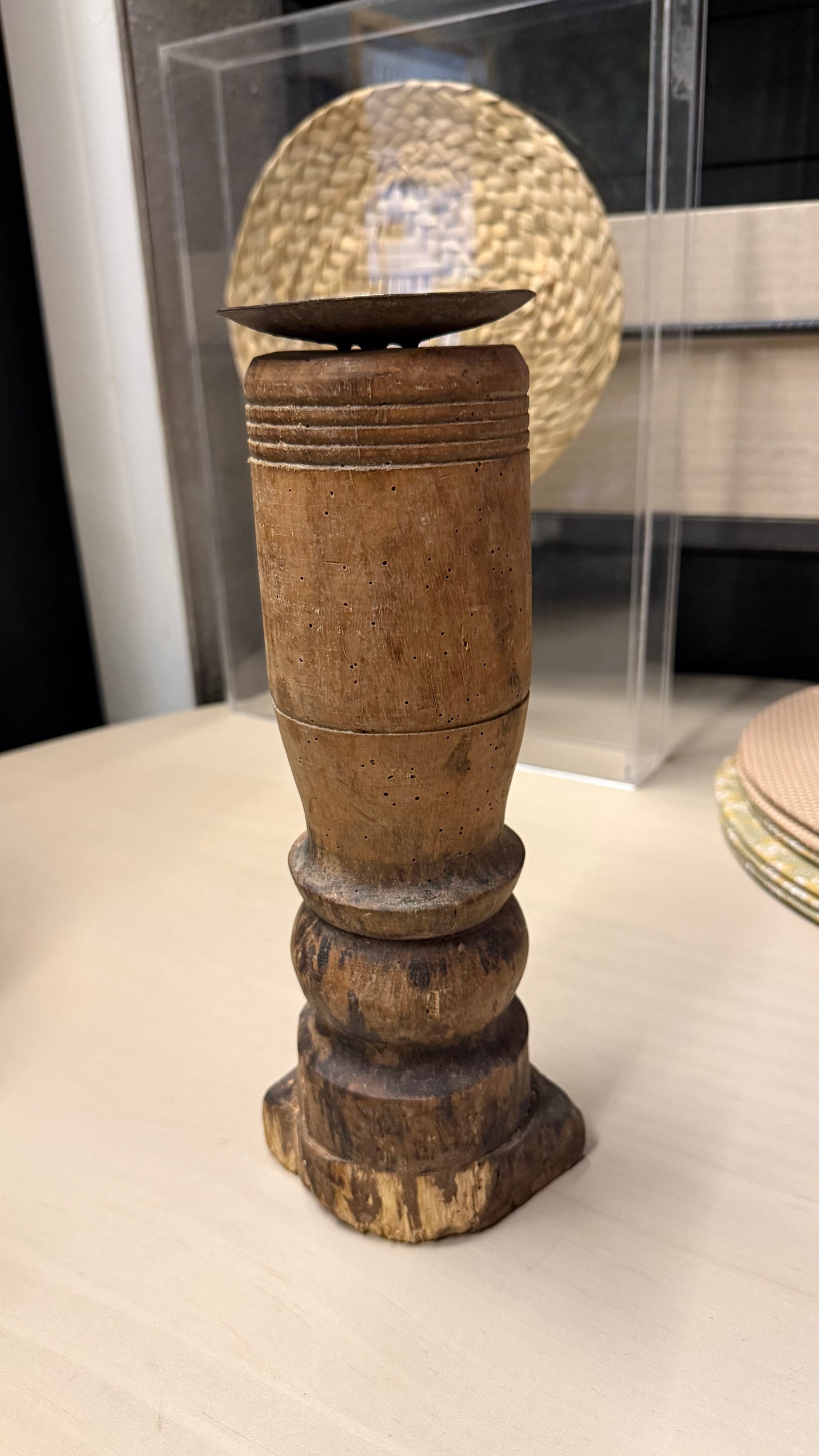 Candelabro de Madera Antigua — Diseño 1 9x30