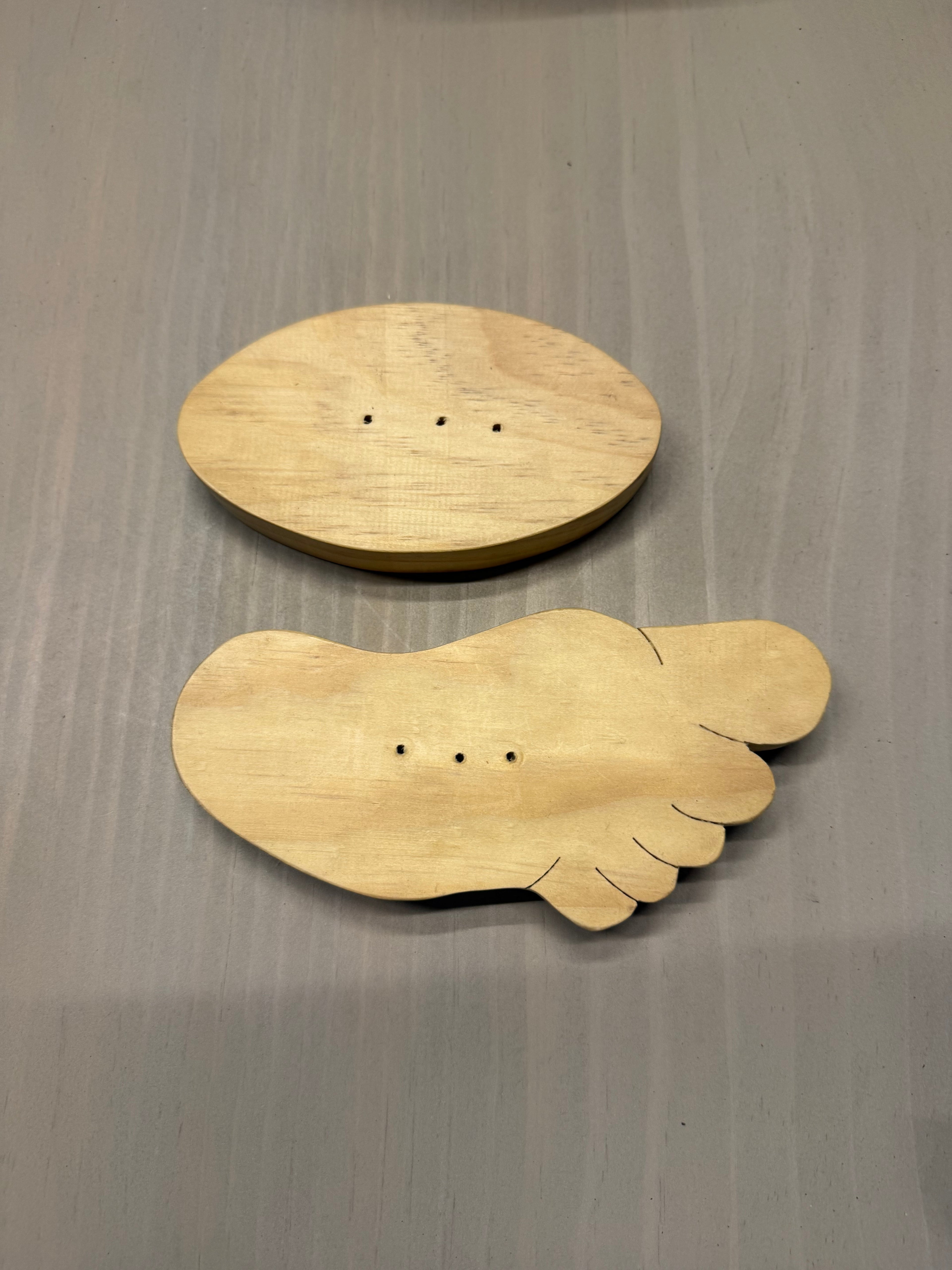 Pack de Jaboneras de Madera - Diseño Óvalo y Patita 18.5x8.5x5