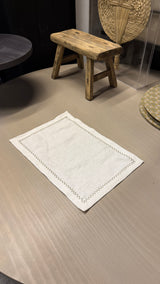 Lino Blanco Bordado Beige 25x36