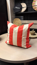 Cojín Funda con Líneas Blancas - Borde Simple Rojo 50x50