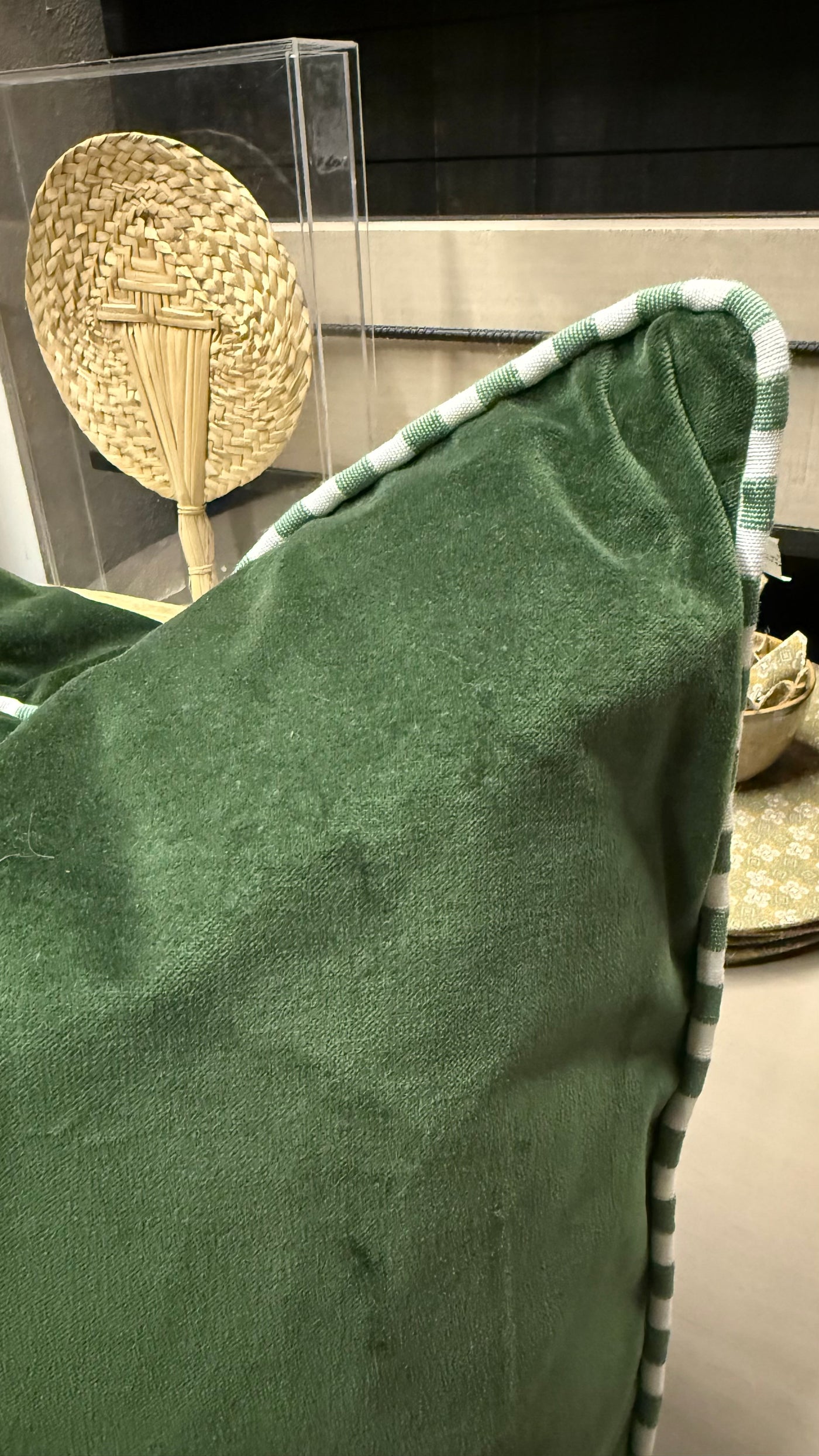 Cojín de Terciopelo — Diseño 50 Borde con Diseno Verde 50x50