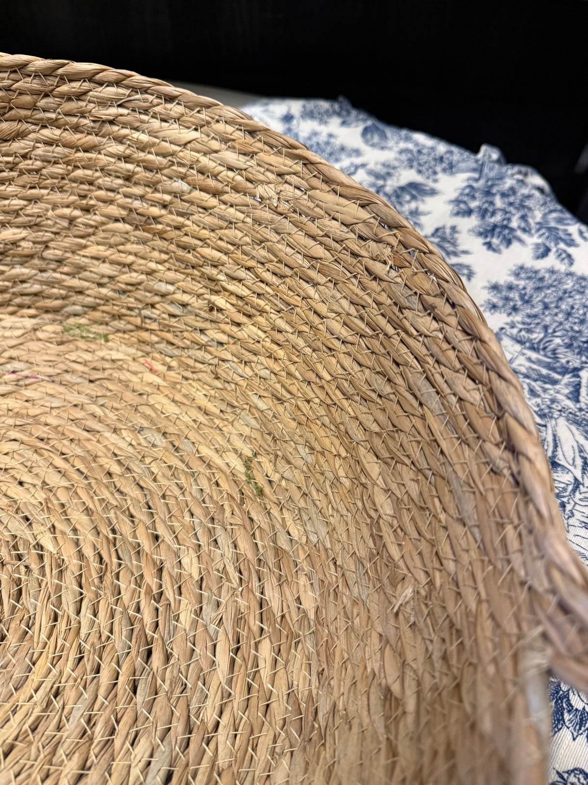 Canasto Bajo con Tomador — Fibra Tejido Natural Tamaño Extra Grande 45x45x15