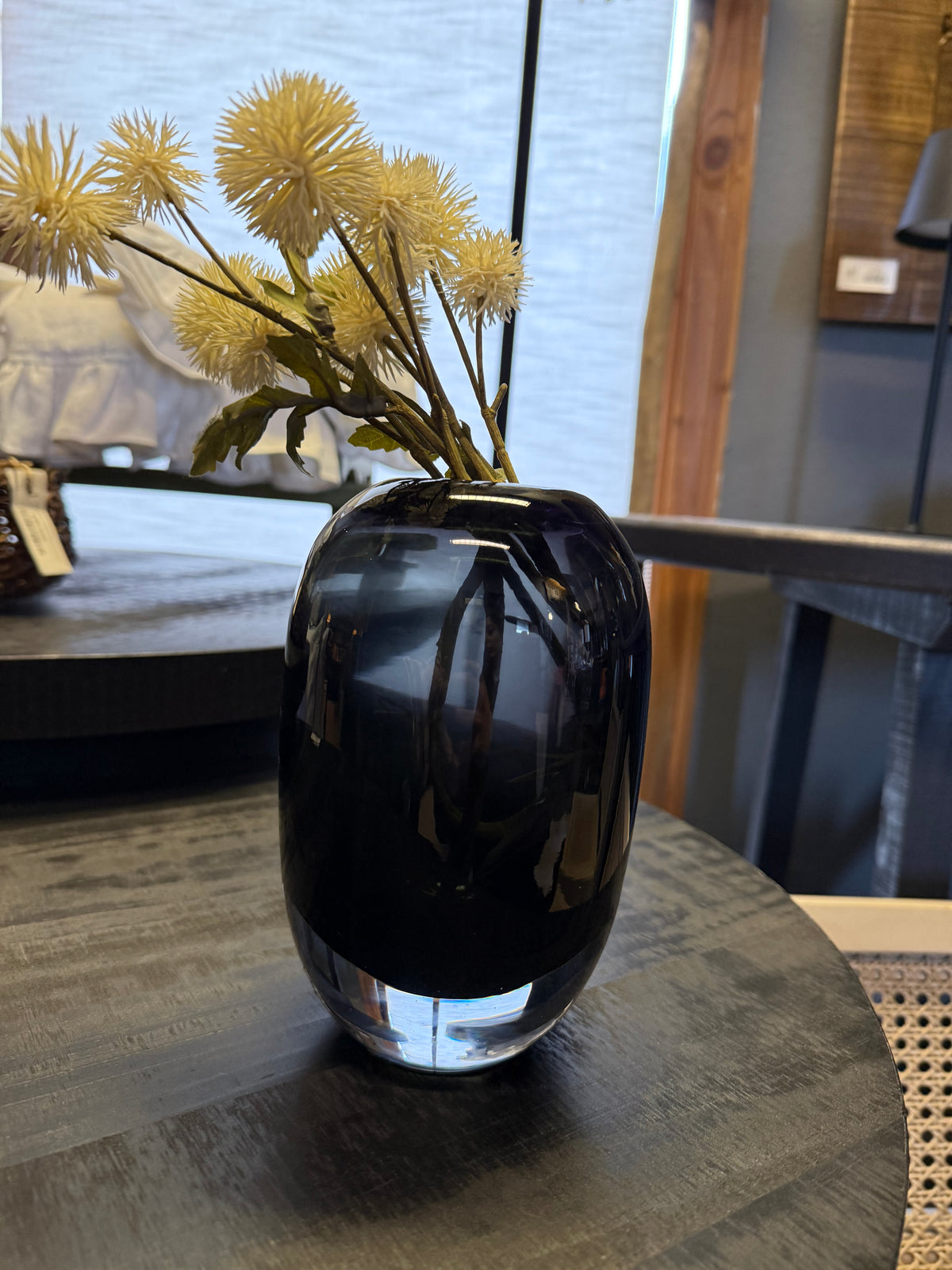 Florero de Cristal — Redondo Negro 11x17