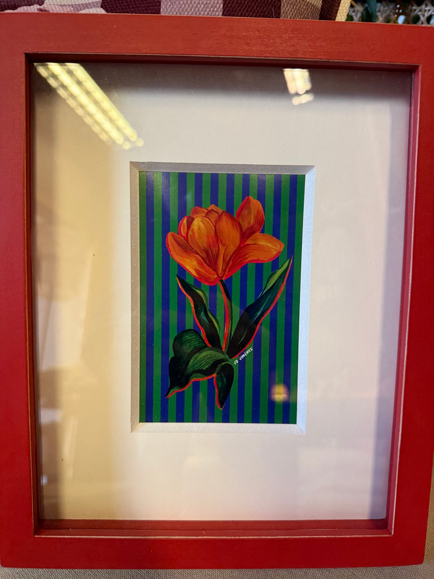 Cuadro Lámina Flor — Diseño 1 Pino Clear Pulido Rojo 23x28