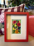 Cuadro Lámina Flor - Diseño 3 Pino Clear Pulido Rojo 23x28