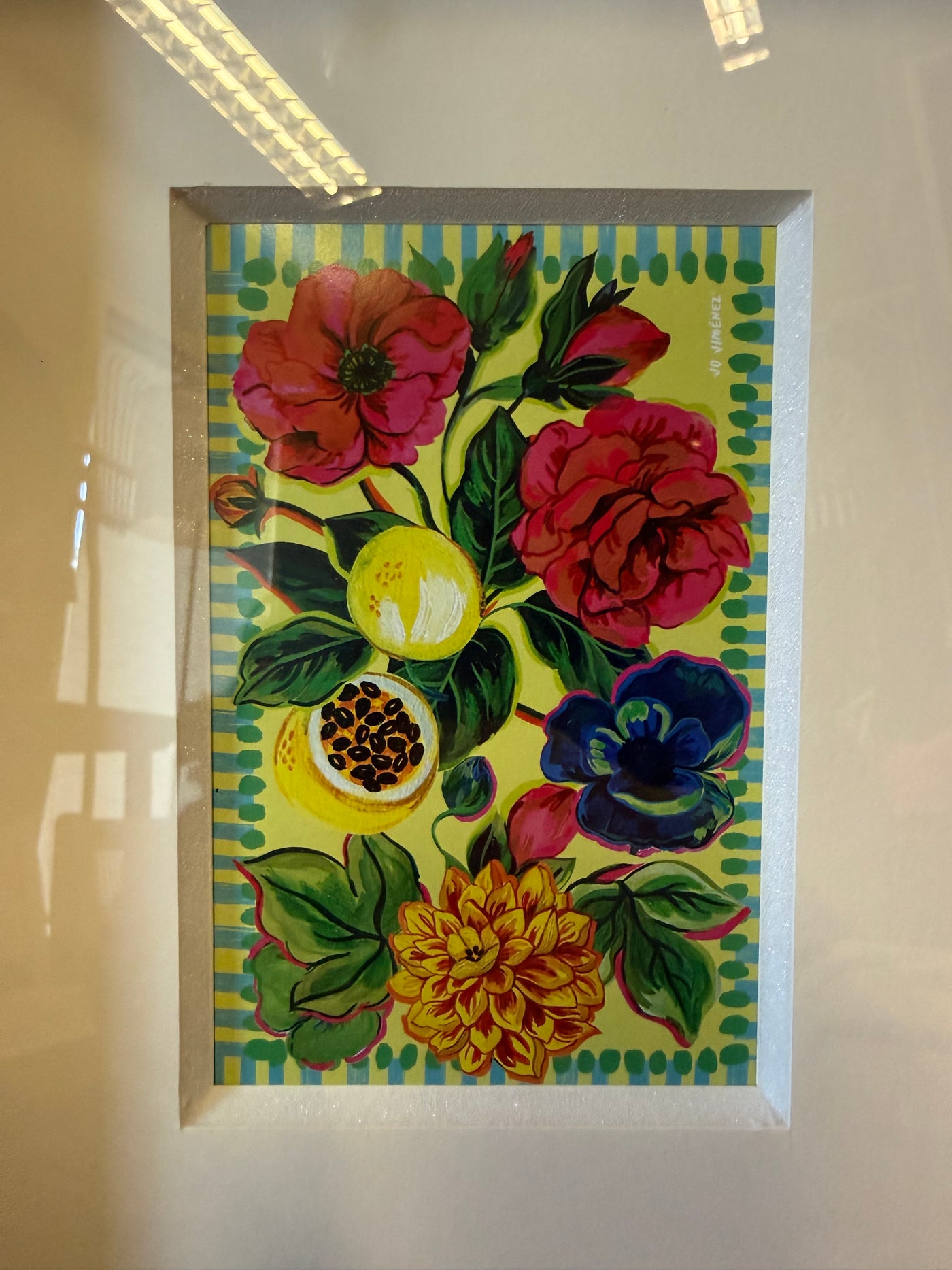 Cuadro Lámina Flor — Diseño 3 Pino Clear Pulido Rojo 23x28