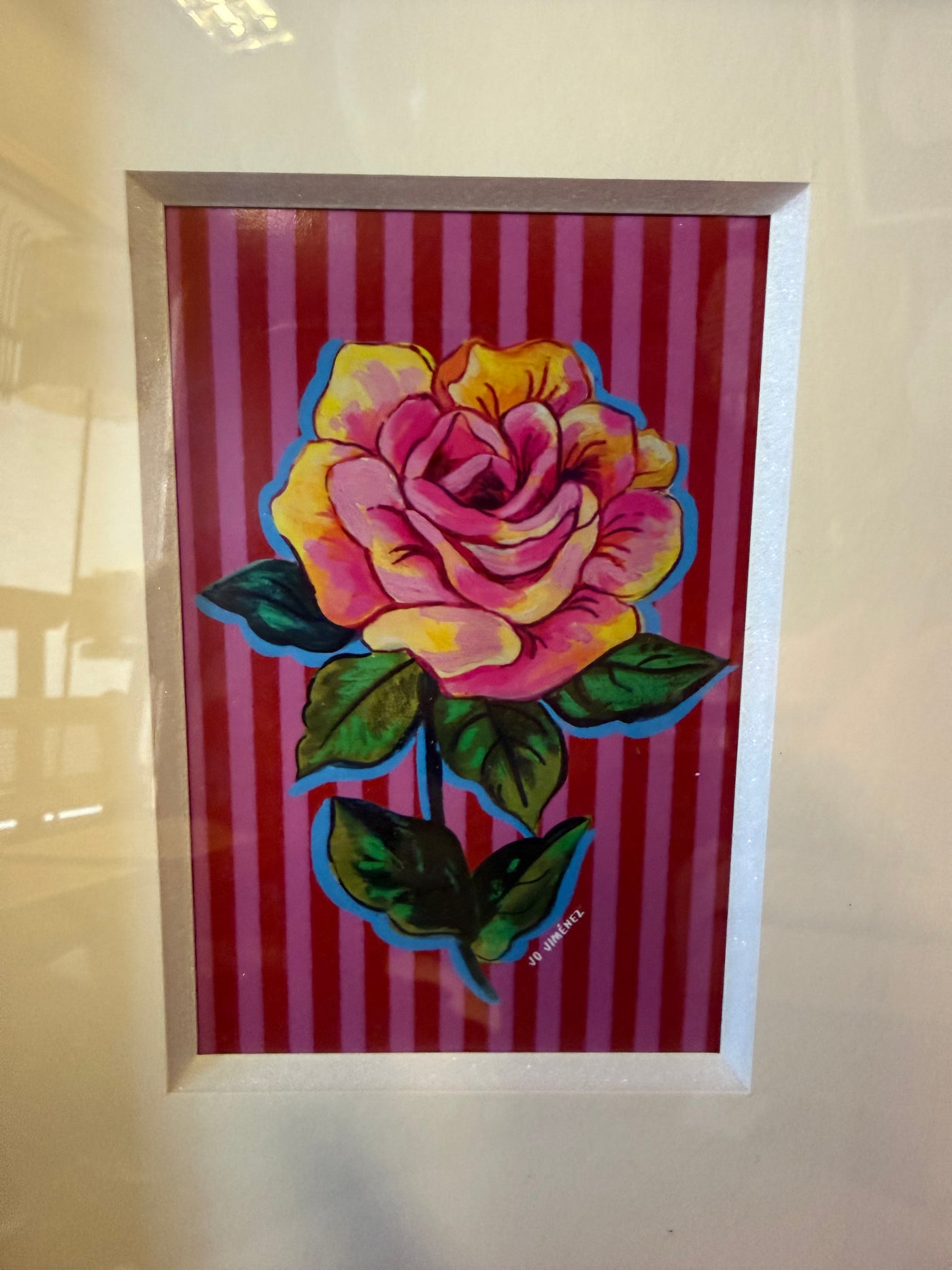 Cuadro Lámina Flor — Diseño 2 Pino Clear Pulido Rojo 23x28