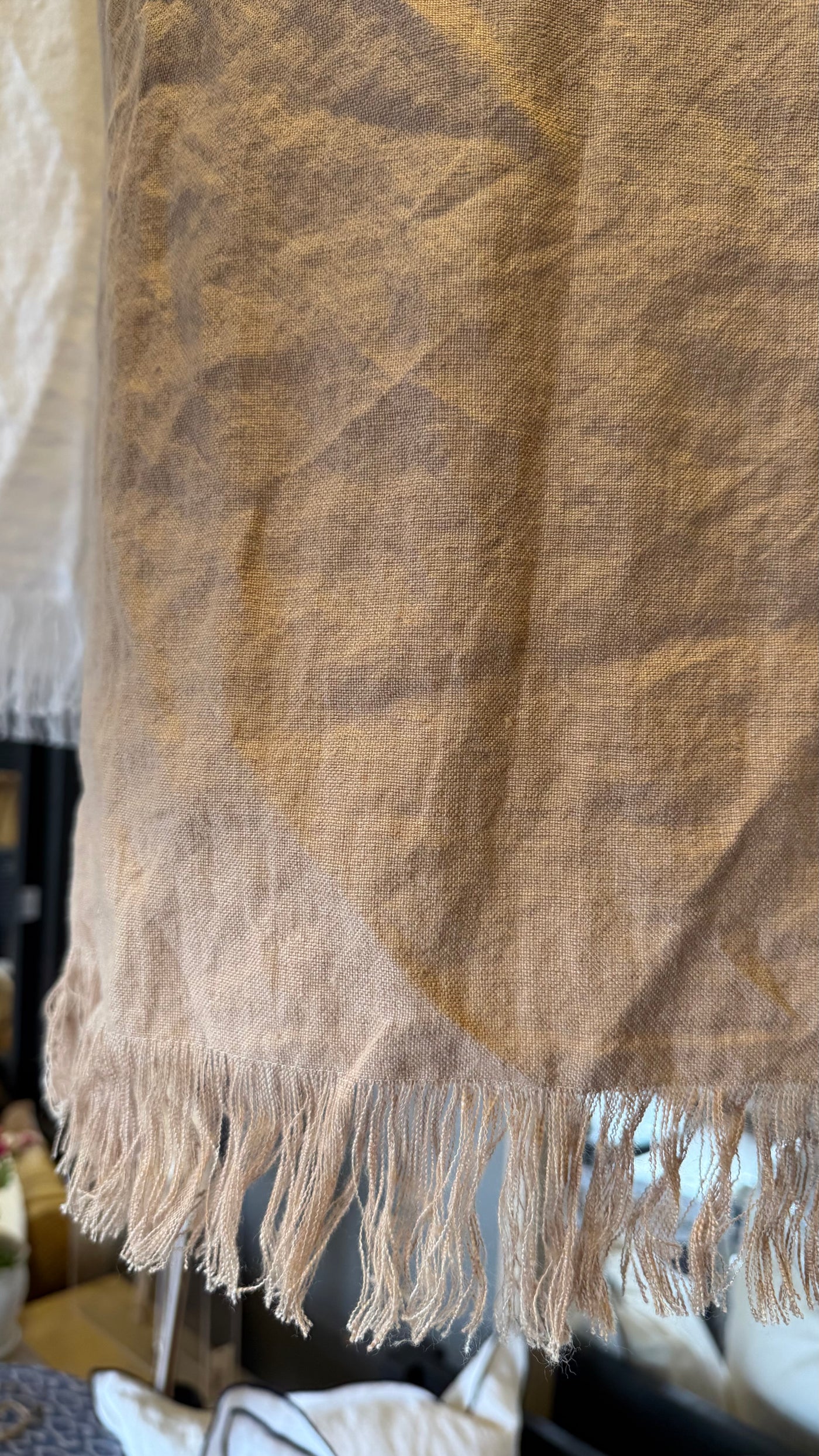 Lámpara Colgante con Funda de Lino con Flecos — Nude 35x45