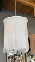 Lámpara Colgante con Funda de Lino con Flecos - Blanco 50x55