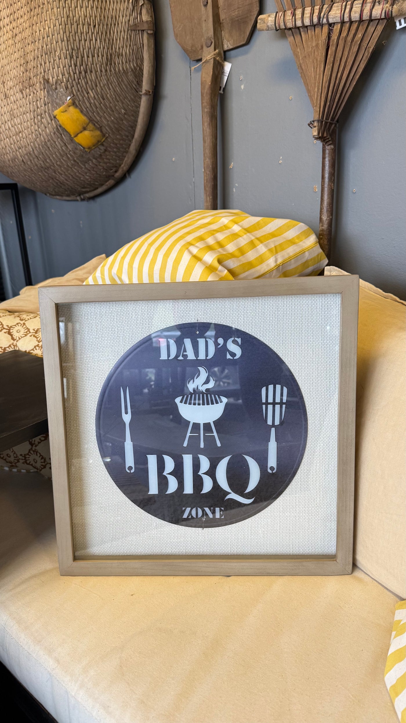 Cuadro Lata BBQ Azul — Blanco 41x41