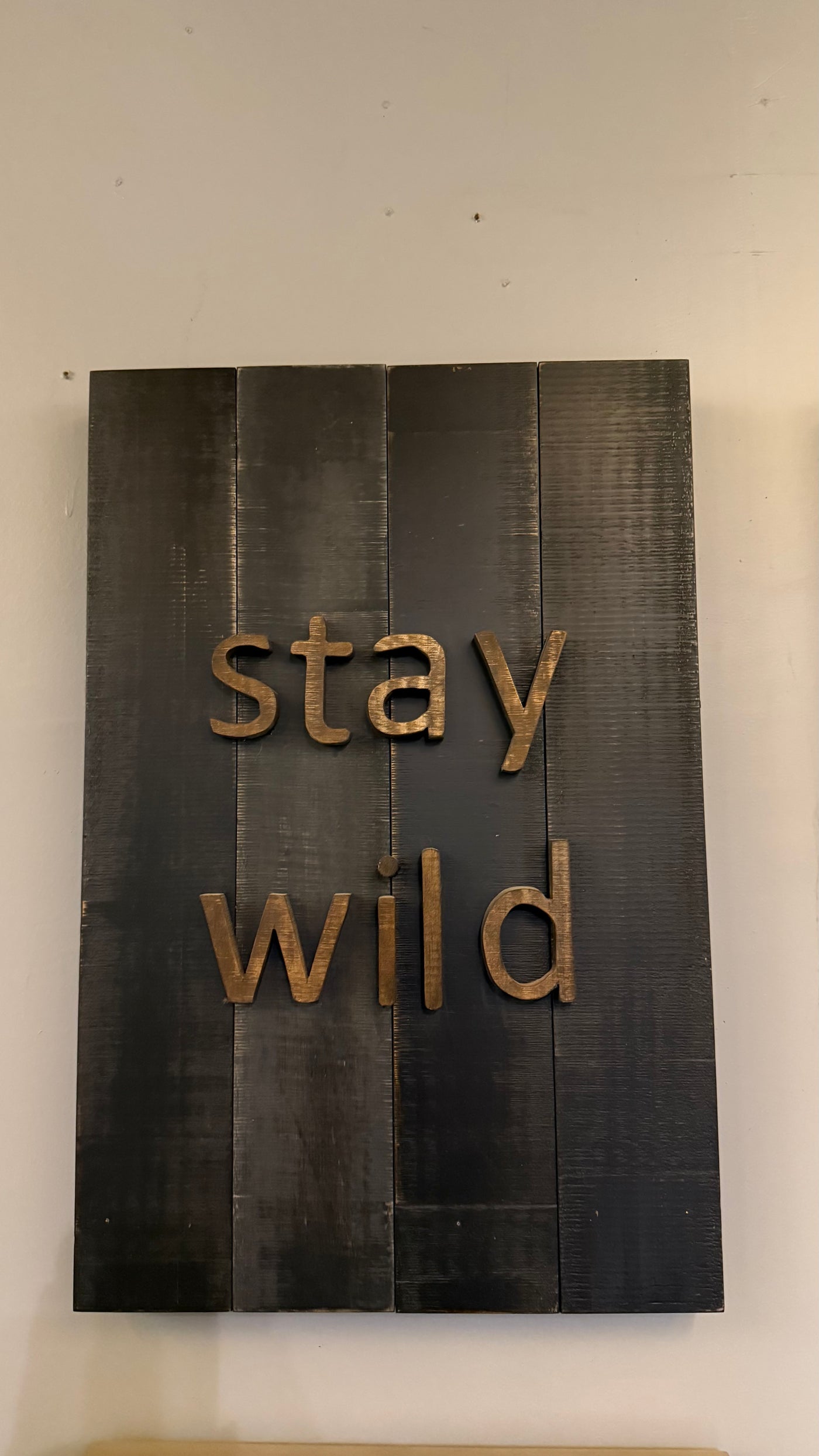 Letrero Stay Wild — Aserrado Negro Envejecido 60x40