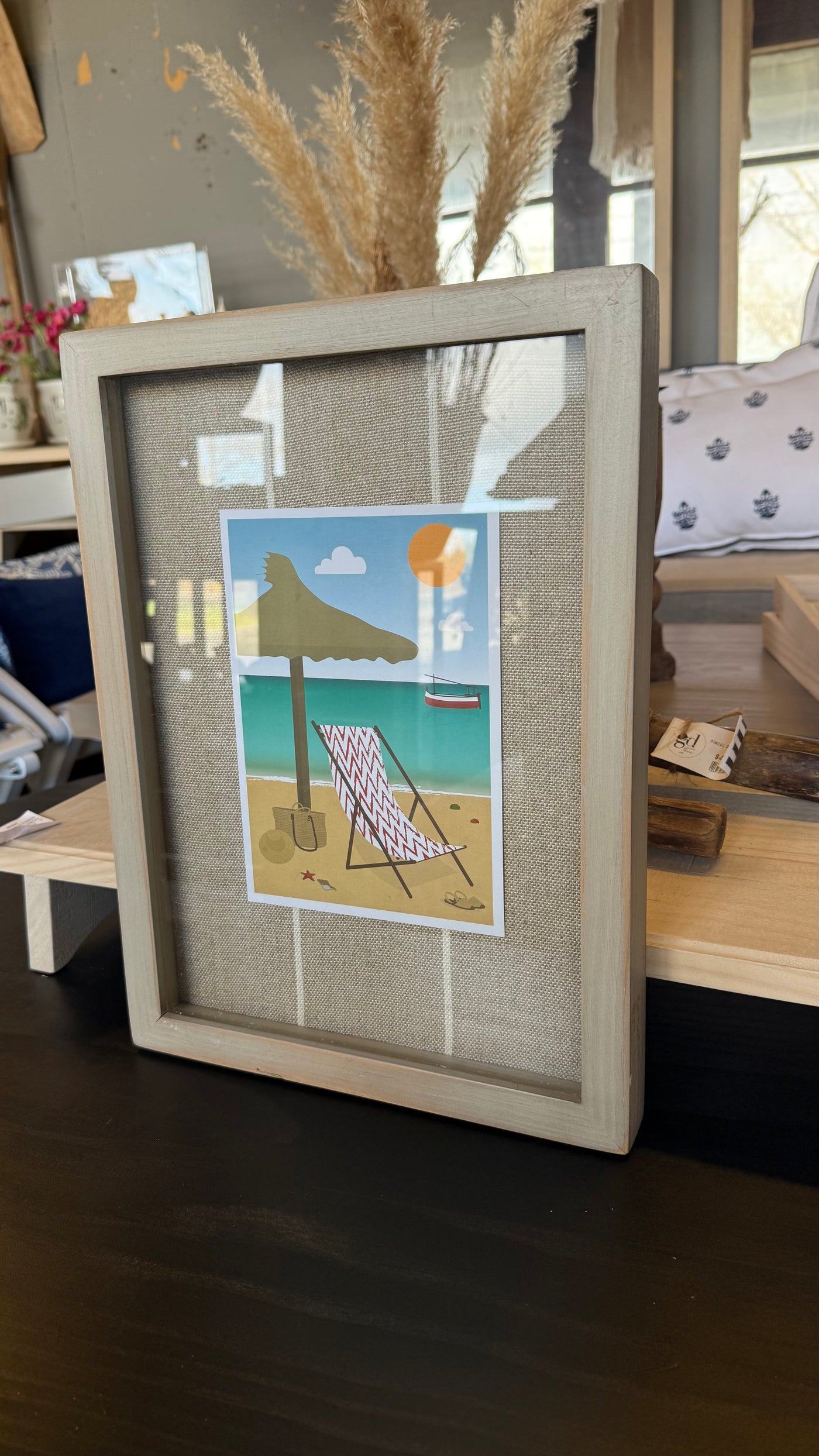 Cuadro Silla de Playa — Pino Clear y Género Teñido Rústico Marco Teñido Rústico 28.5x38.5
