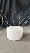 Puff Redondo con Funda de Lino - Beige 62x62x36