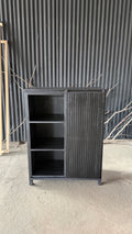 Mueble Bar Puerta Corredera - Pino Clear Pulido Negro 90x40x120