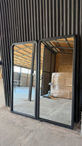 Espejo punta redondeada - Pino Clear Pátina Negra 80x180