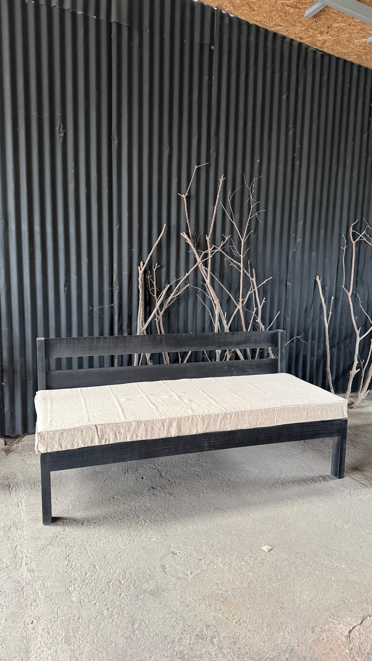 Sofá para terraza — Modelo Josefa Pino Clear Pátina Negra 165x75x75