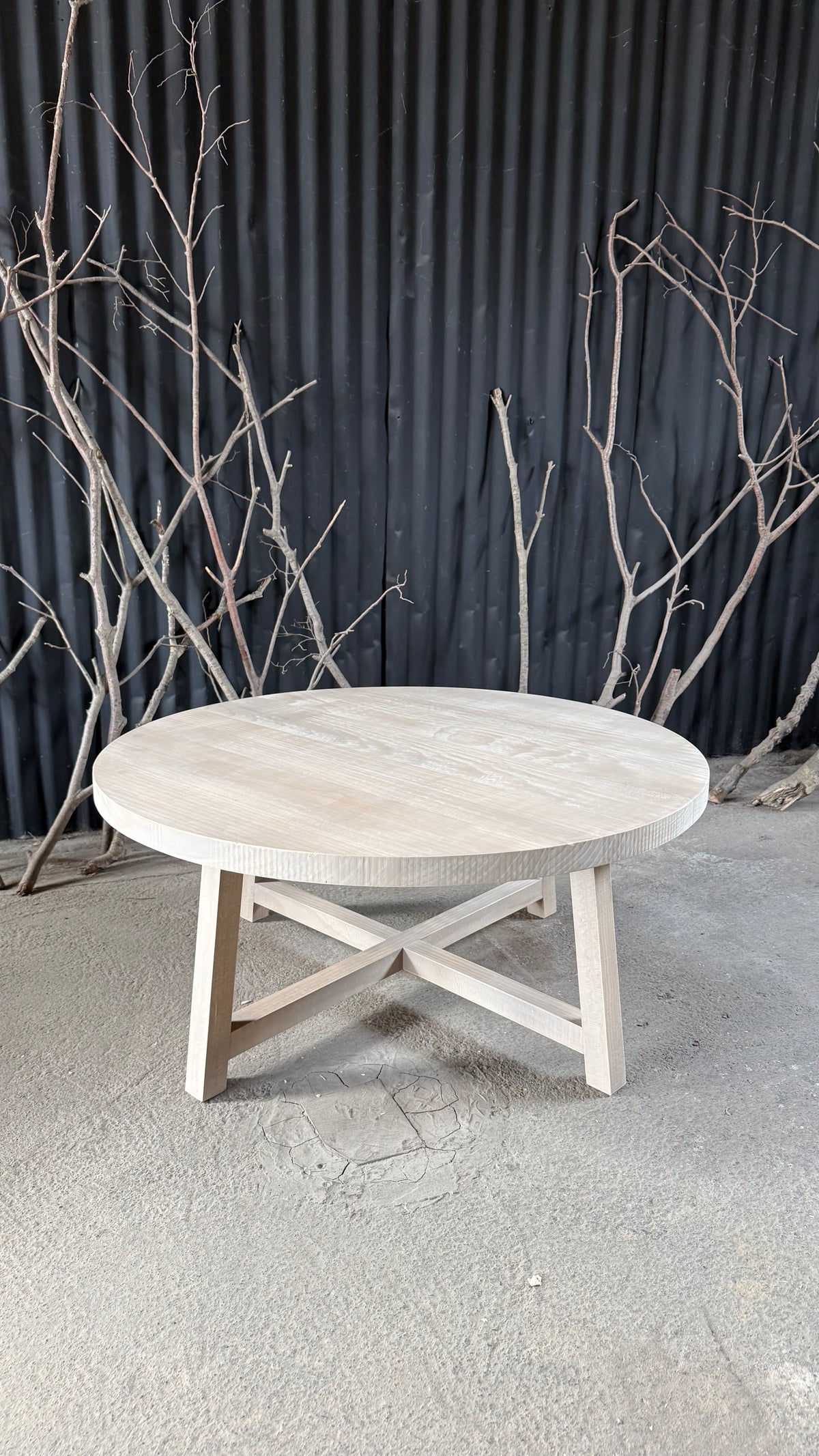 Mesa de Centro Redonda — Teñido Rústico 100x100x45
