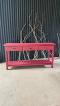 Arrimo Tres Cajones - Repisa Tablitas Pino Clear Color Guinda 150x40x78