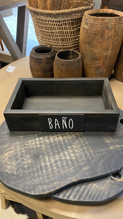 Caja de baño mediana pátina negra