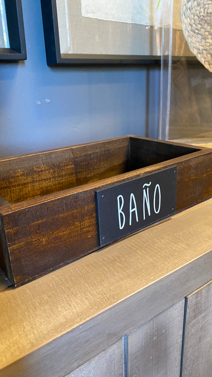 Caja de baño mediana teñido Café 30x18x7