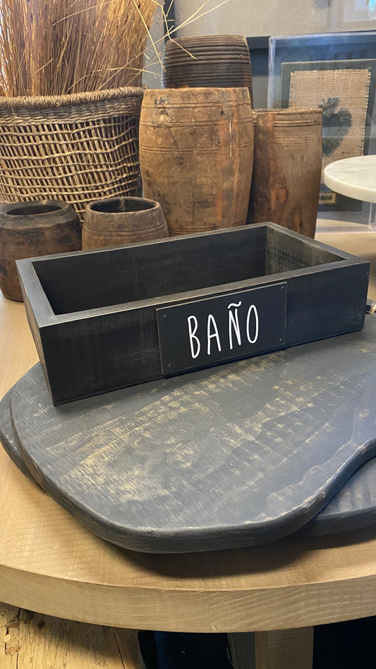 Caja de baño mediana pátina negra