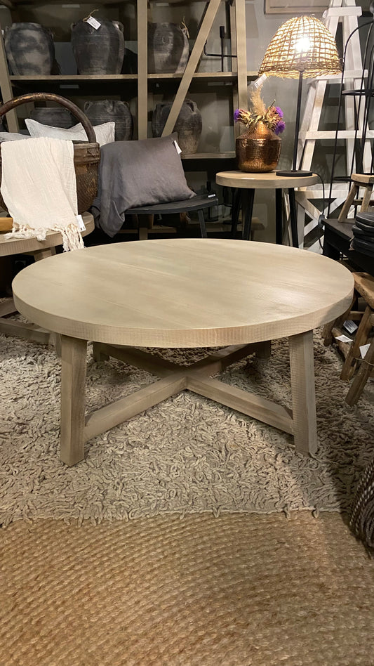 Mesa de centro redonda 90x40 teñido rústico