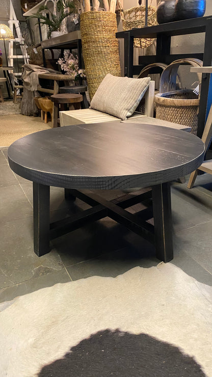 Mesa de centro redonda 70x35 pátina negra