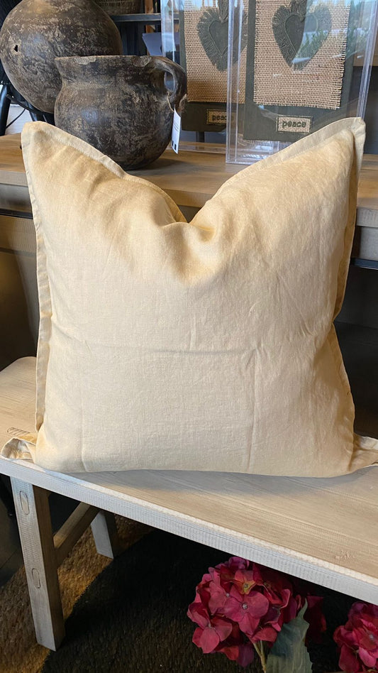 Cojín lino pestaña simple beige 50x50