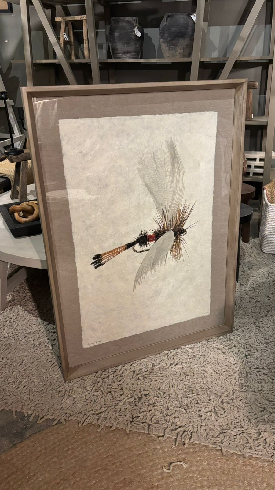 Cuadro mosca de pesca 2 teñido rústico