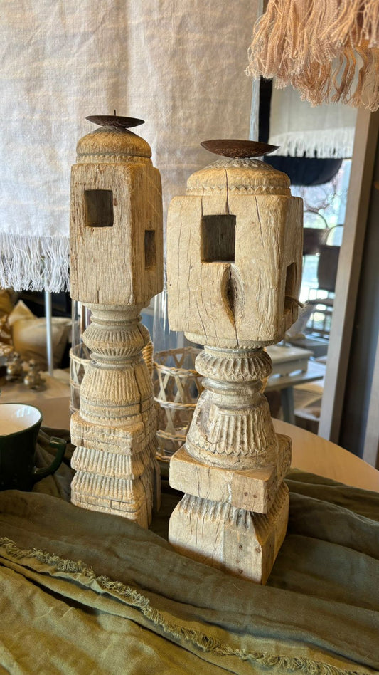 Candelabro madera antigua diseño xl