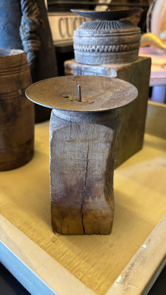 Candelabro madera antigua chico