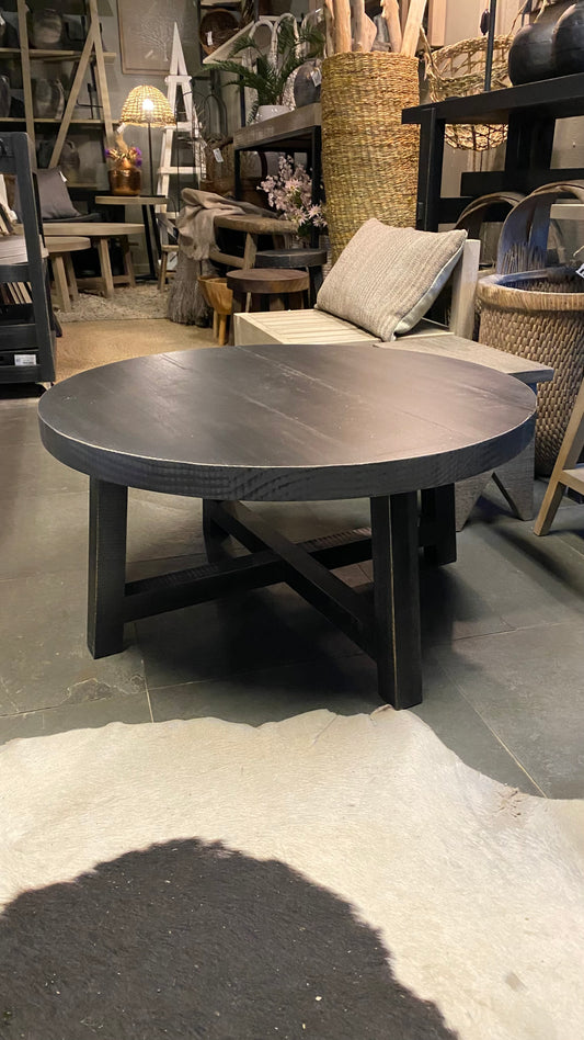 Mesa de centro redonda 70x35 pátina negra