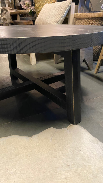 Mesa de centro redonda 70x35 pátina negra