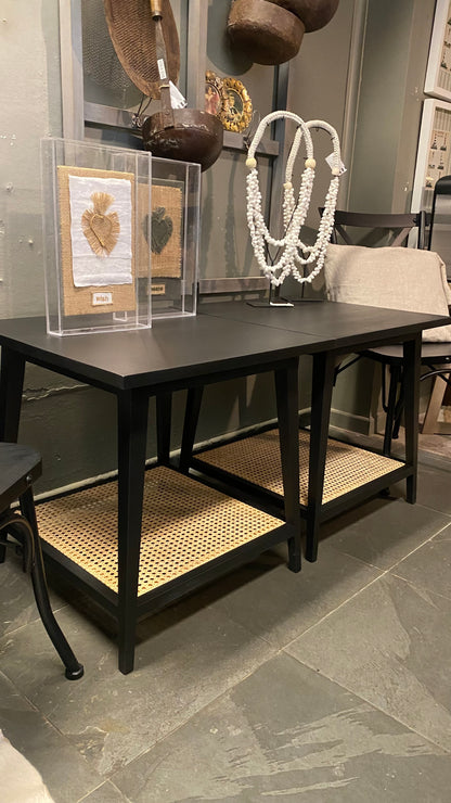 Mesa lateral repisa junco 55x55x55 pátina negra