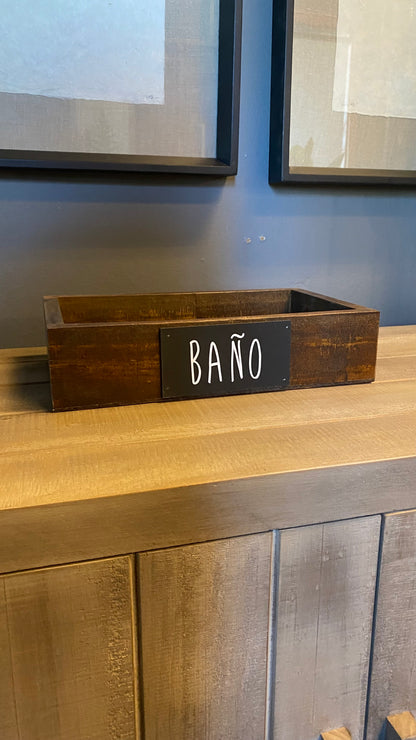 Caja de baño mediana teñido Café 30x18x7