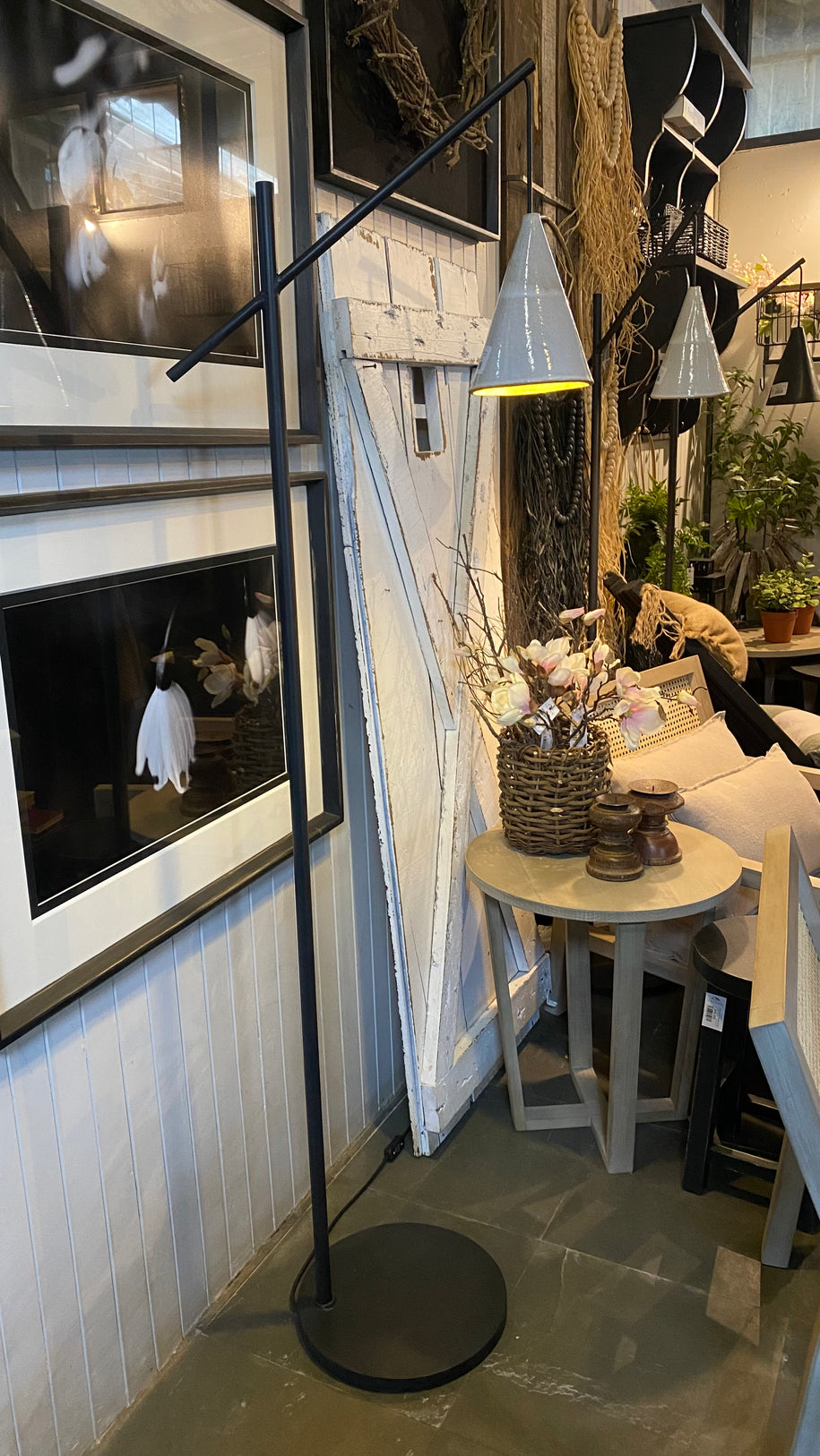 Lámpara de pie pantalla ceramica blanca